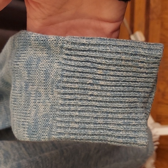 TALBOTS PETITE LP Heather Blue/Green Open Front LS Longline Knit Cardigan - Picture 5 of 10